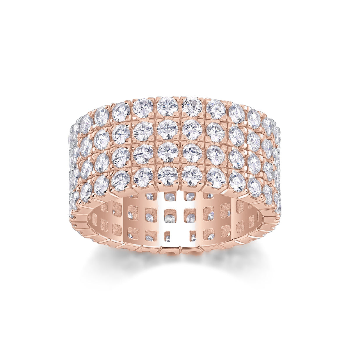 Belinda Round Moissanite Four Row Eternity Band, front view
