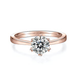Belle Round Moissanite Solitaire Engagement Ring in 18K rose gold plating, front view