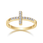 Bethany Moissanite Pavé Cross Ring in 18K yellow gold plating, front view