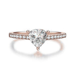 Birdie Trillion Moissanite Pavé Engagement Ring in 18K rose gold plating, front view