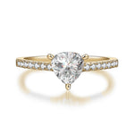 Birdie Trillion Moissanite Pavé Engagement Ring in 18K yellow gold plating, front view