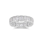 Blair Emerald Cut Moissanite Bezel Eternity Band in 18K white gold plating, front view