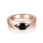 Blake Black Oval Moissanite East West Ring in 18K rose gold plating, angled view