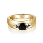Blake Black Oval Moissanite East West Ring in 18K yellow gold plating, angled view