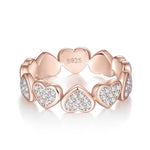 Bonnie Moissanite Pavé Heart Eternity Band in 18K rose gold plating, front view