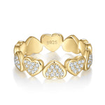 Bonnie Moissanite Pavé Heart Eternity Band in 18K yellow gold plating, front view