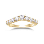 Bree Round Moissanite Curved Wedding Band in 18K yellow gold plating, front view