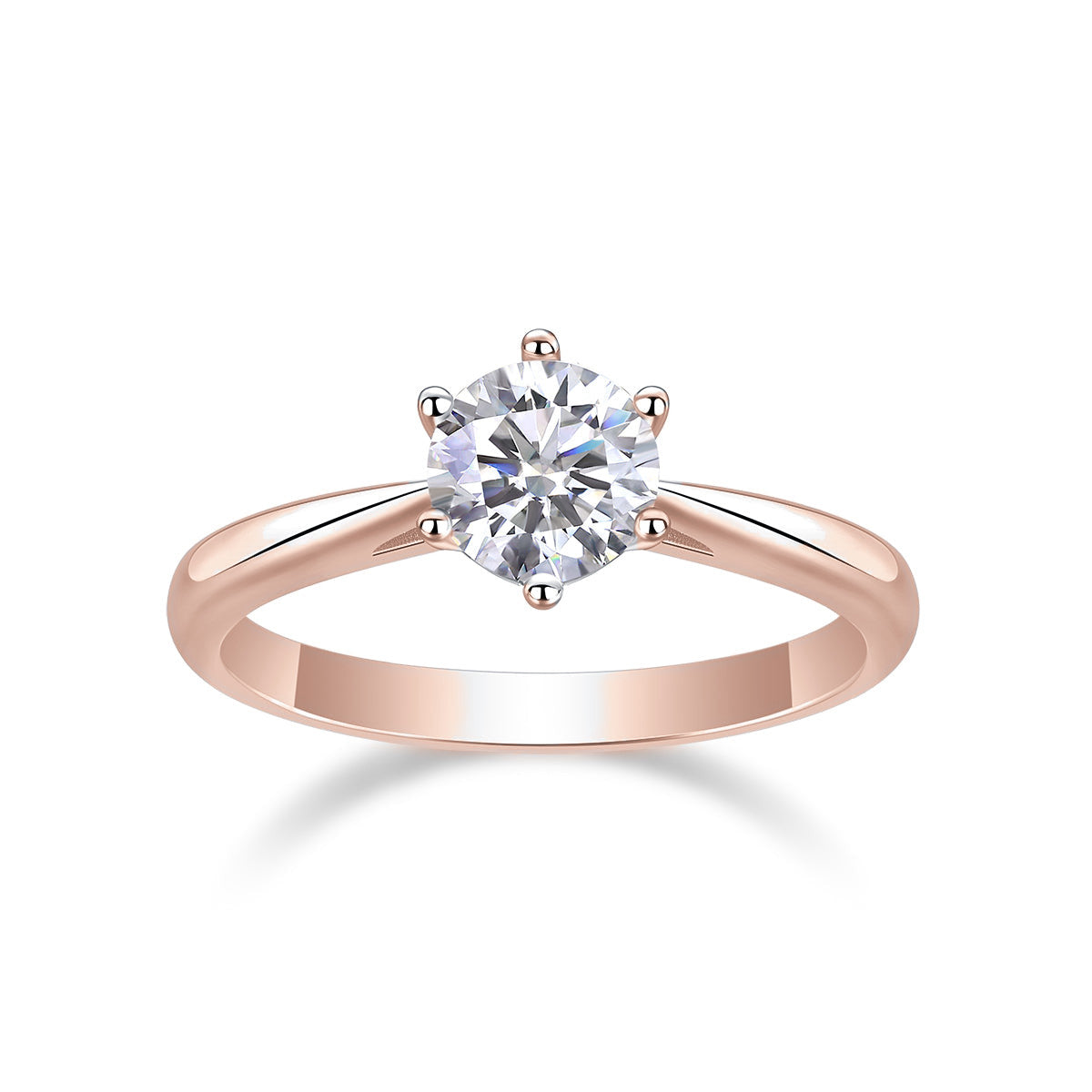 Brenna Round Moissanite Solitaire Engagement Ring, front view