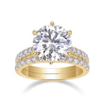 Brianna Round Moissanite Pavé Bridal Set in 18K yellow gold plating, front view