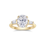 Bridget Oval Moissanite Three Stone Engagement Ring in 18K yellow gold plating, front view