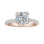 Caitlin Round Moissanite Hidden Halo Engagement Ring in 18K rose gold plating, front view