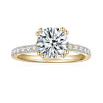 Caitlin Round Moissanite Hidden Halo Engagement Ring in 18K yellow gold plating, front view