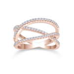 Calla Moissanite Pavé Multi Row Crossover Ring, front view