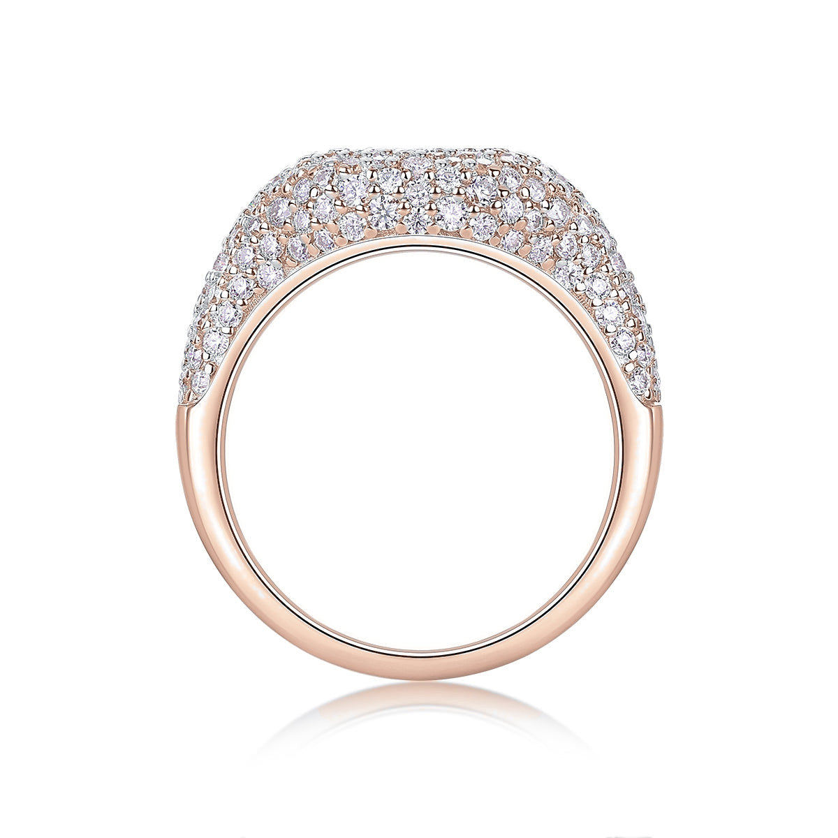 Callie Moissanite Pavé Signet Ring in 18K rose gold plating, front view