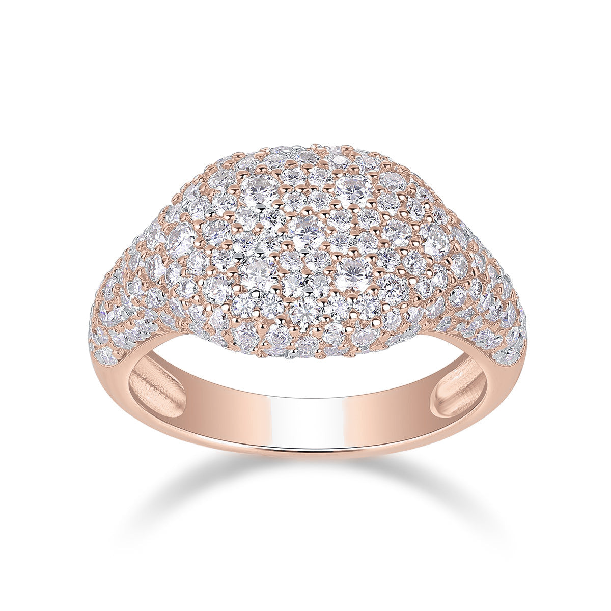 Callie Moissanite Pavé Signet Ring in 18K rose gold plating, front view