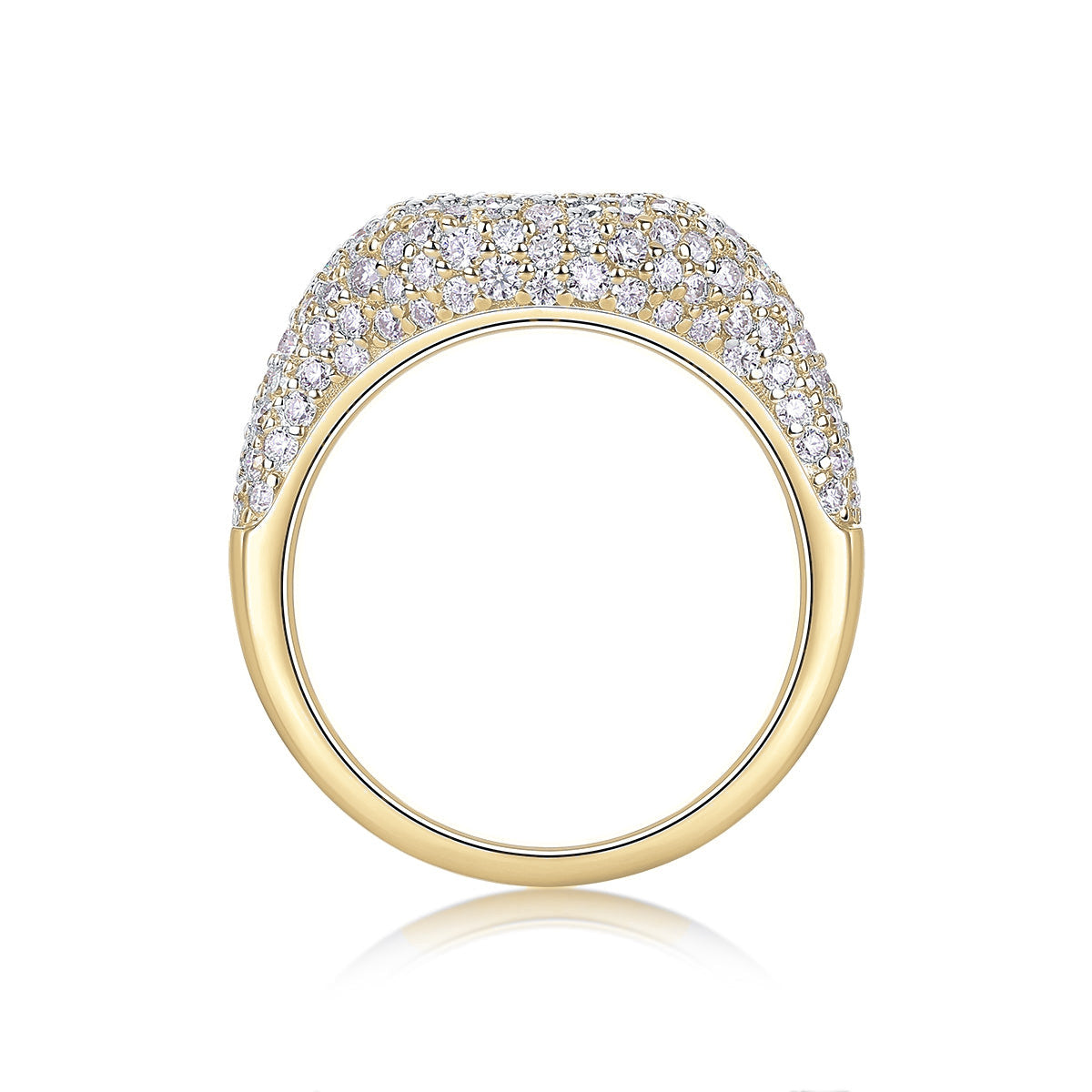 Callie Moissanite Pavé Signet Ring in 18K yellow gold plating, front view