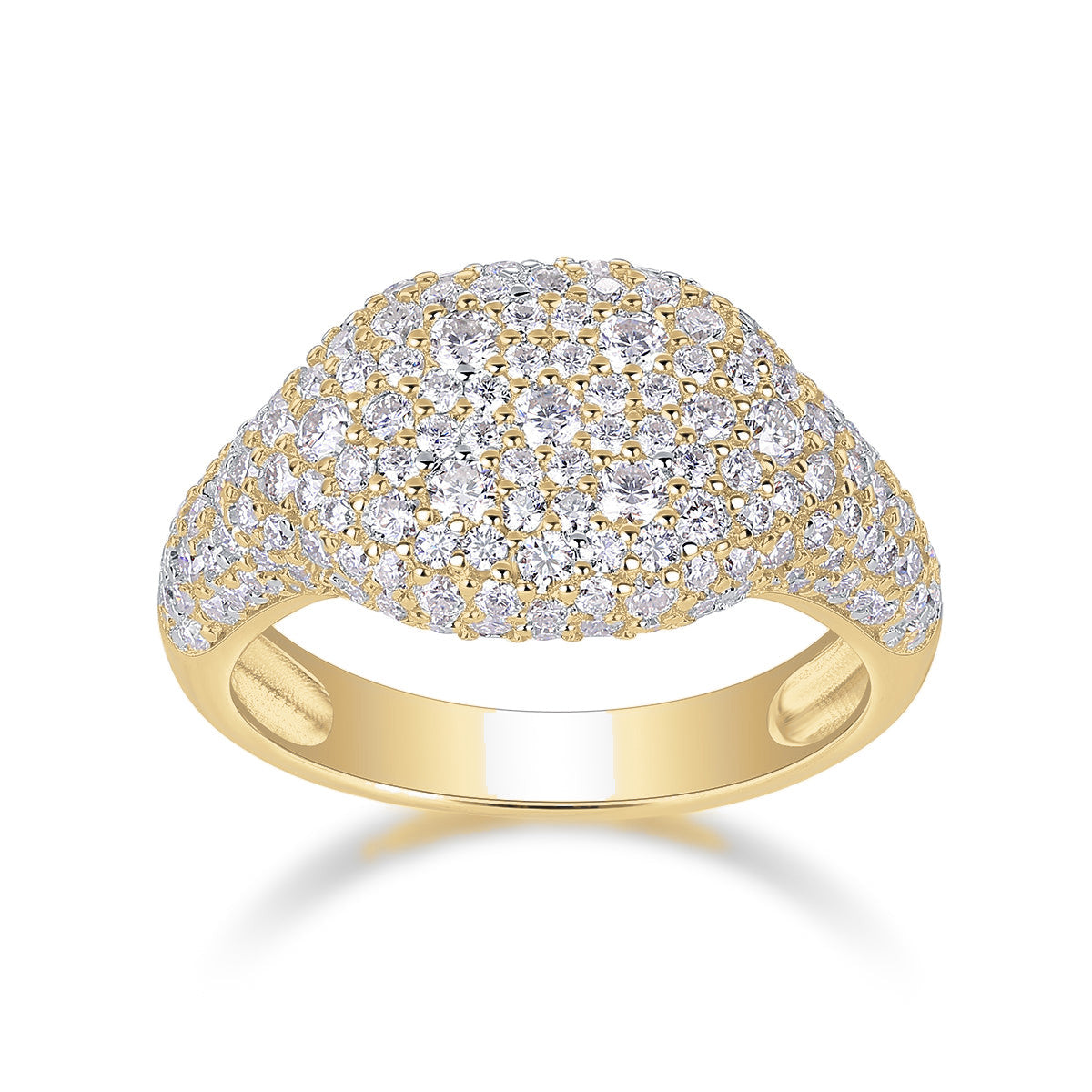 Callie Moissanite Pavé Signet Ring in 18K yellow gold plating, front view