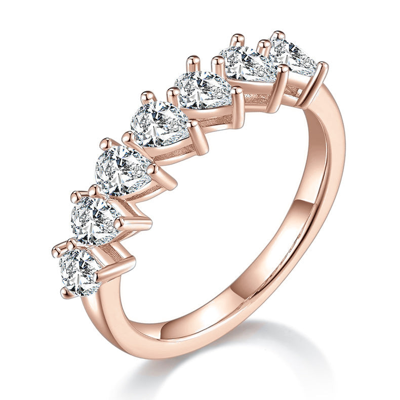 Camille Pear Moissanite Half Eternity Band in 18K rose gold plating