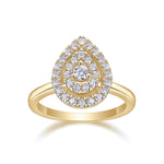 Cara Moissanite Teardrop Cluster Ring in 18K yellow gold plating, front view
