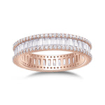 Carina Baguette Moissanite Three Row Eternity Band in 18K rose gold plating, front view