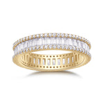 Carina Baguette Moissanite Three Row Eternity Band in 18K yellow gold plating, front view