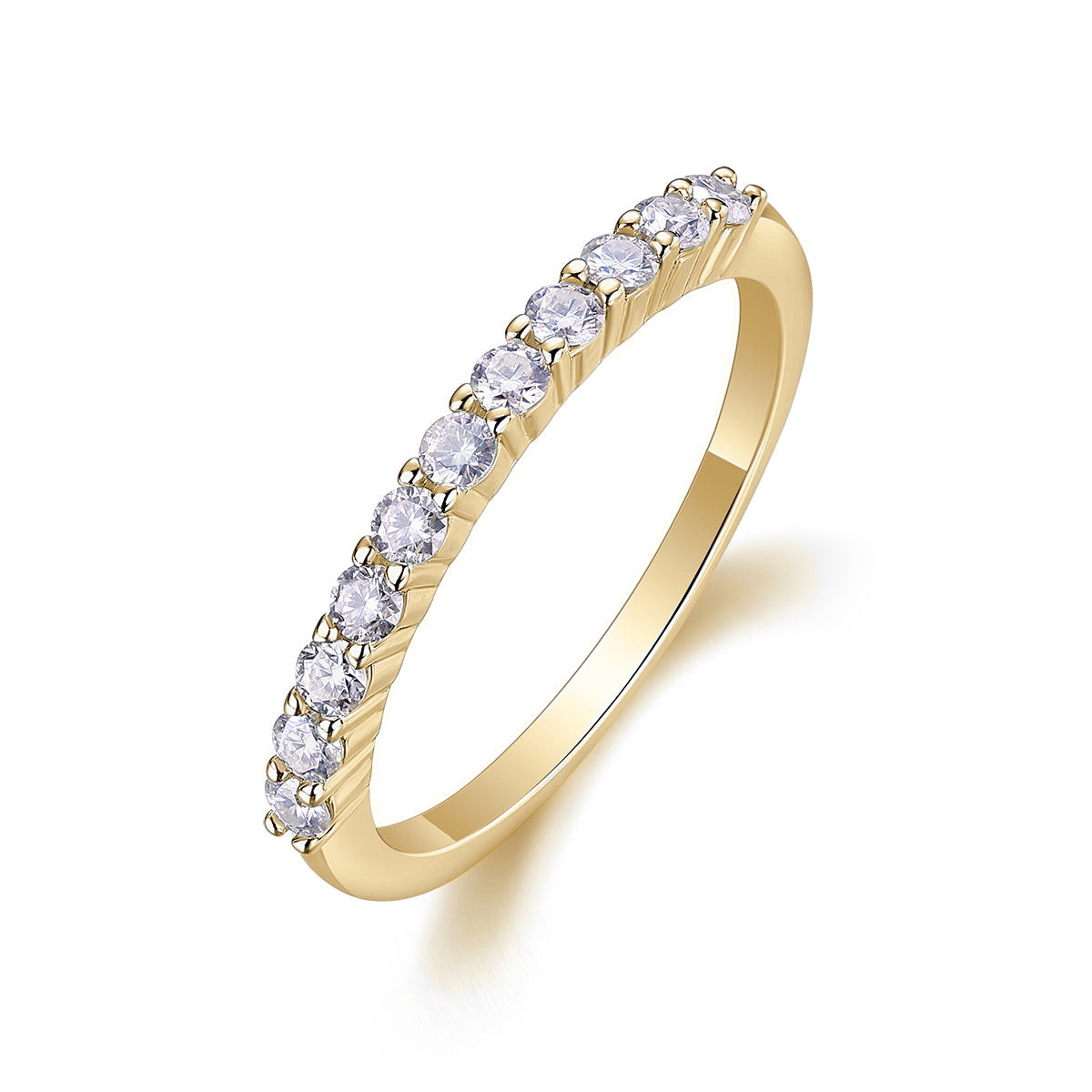 Carly Round Moissanite Half Eternity Band in 18K yellow gold plating