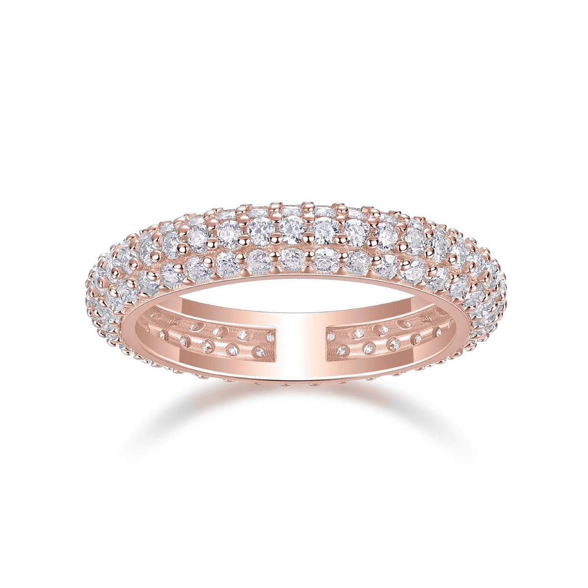 Carmen Moissanite Pavé Dome Eternity Band in 18K rose gold plating, front view