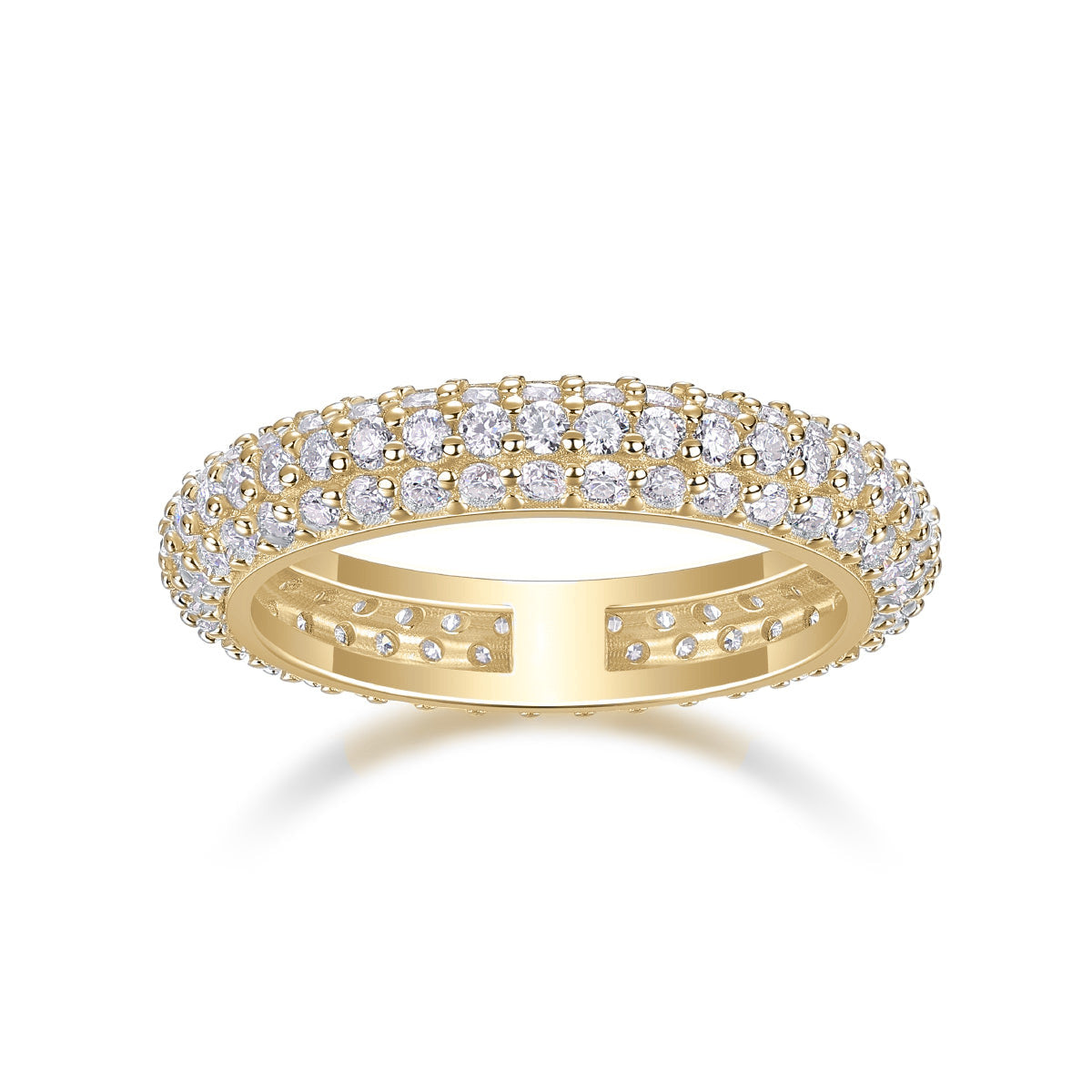 Carmen Moissanite Pavé Dome Eternity Band in 18K yellow gold plating, front view