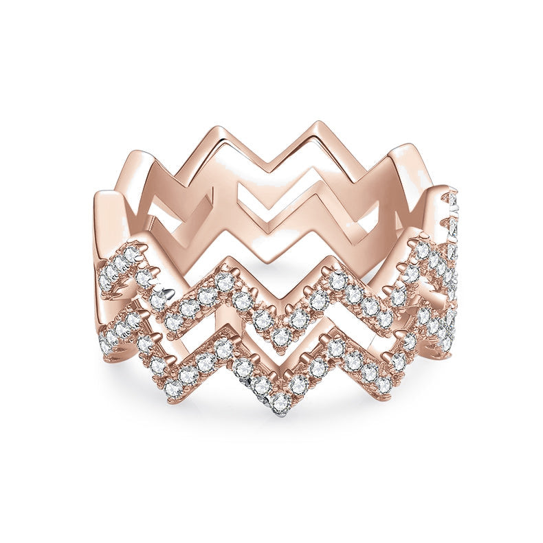 Cassidy Moissanite Pavé Zigzag Ring, front view