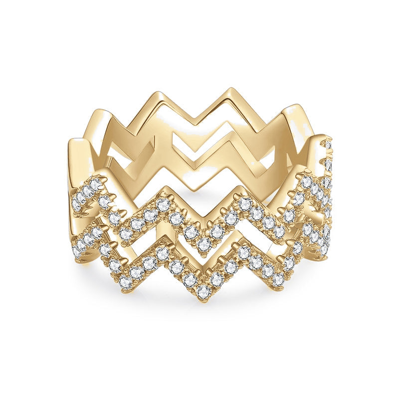 Cassidy Moissanite Pavé Zigzag Ring, front view