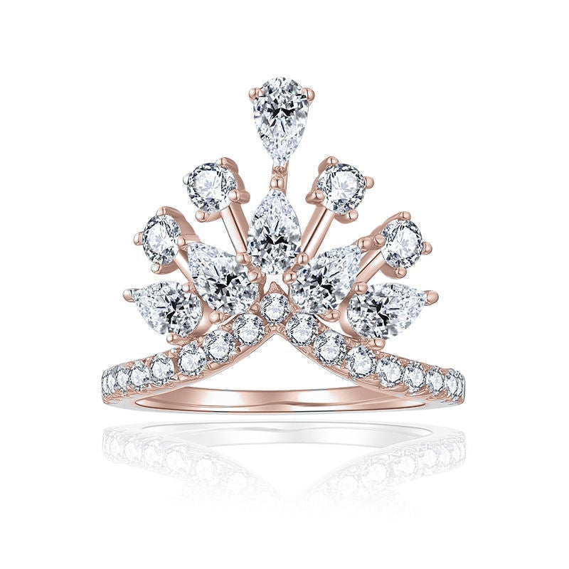 Celeste Moissanite Crown Cocktail Ring, front view