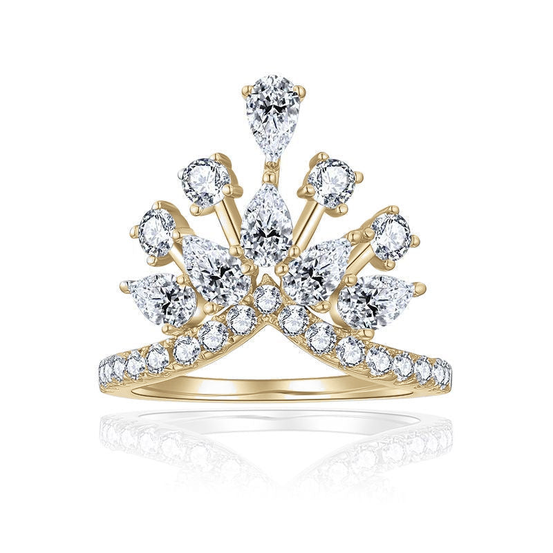 Celeste Moissanite Crown Cocktail Ring, front view