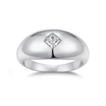 Celia Princess Cut Moissanite Dome Ring in 18K white gold plating, front view