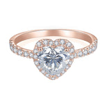 Cherie Heart Moissanite Halo Engagement Ring in 18K rose gold plating, front view