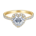 Cherie Heart Moissanite Halo Engagement Ring in 18K yellow gold plating, front view