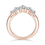 Clara Round Moissanite Contour Wedding Band in 18K rose gold plating, front view