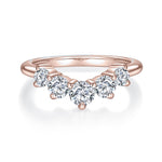 Clara Round Moissanite Contour Wedding Band in 18K rose gold plating, front view
