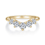 Clara Round Moissanite Contour Wedding Band in 18K yellow gold plating, front view