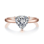 Clover Trillion Moissanite Solitaire Engagement Ring in 18K rose gold plating, front view