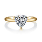 Clover Trillion Moissanite Solitaire Engagement Ring in 18K yellow gold plating, front view