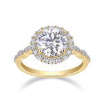 Colette Round Moissanite Vintage Halo Engagement Ring in 18K yellow gold plating, front view
