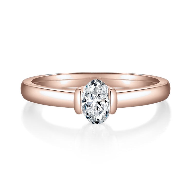 Colleen Oval Moissanite Bezel Engagement Ring, front view