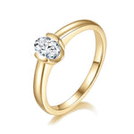 Colleen Oval Moissanite Bezel Engagement Ring in 18K yellow gold plating