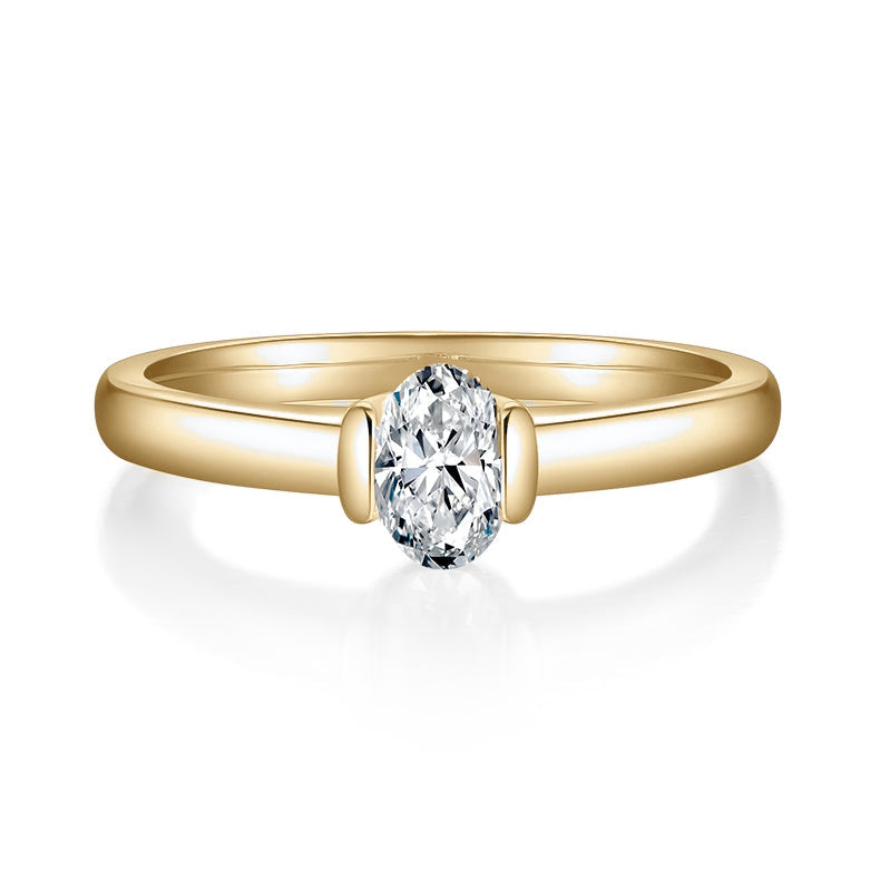 Colleen Oval Moissanite Bezel Engagement Ring, front view