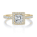 Constance Princess Cut Moissanite Halo Engagement Ring, front view