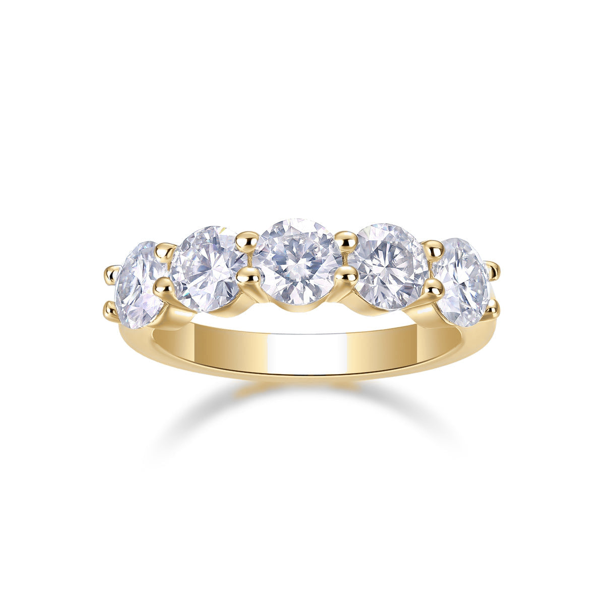 Dakota Round Moissanite Five Stone Wedding Band, front view