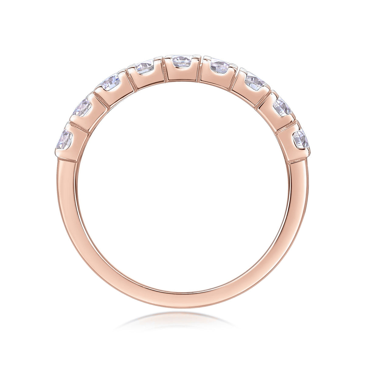 Dana Round Moissanite Double Row Eternity Band in 18K rose gold plating, front view
