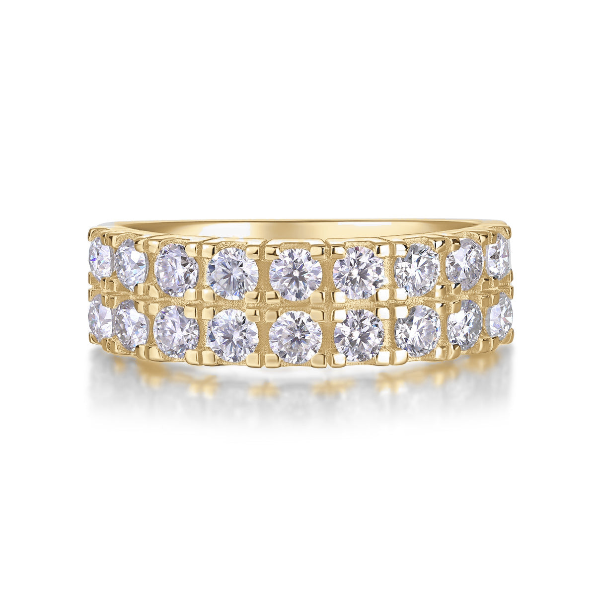 Dana Round Moissanite Double Row Eternity Band in 18K yellow gold plating, front view