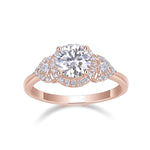 Danielle Round Moissanite Halo Engagement Ring in 18K rose gold plating, front view