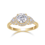 Danielle Round Moissanite Halo Engagement Ring in 18K yellow gold plating, front view